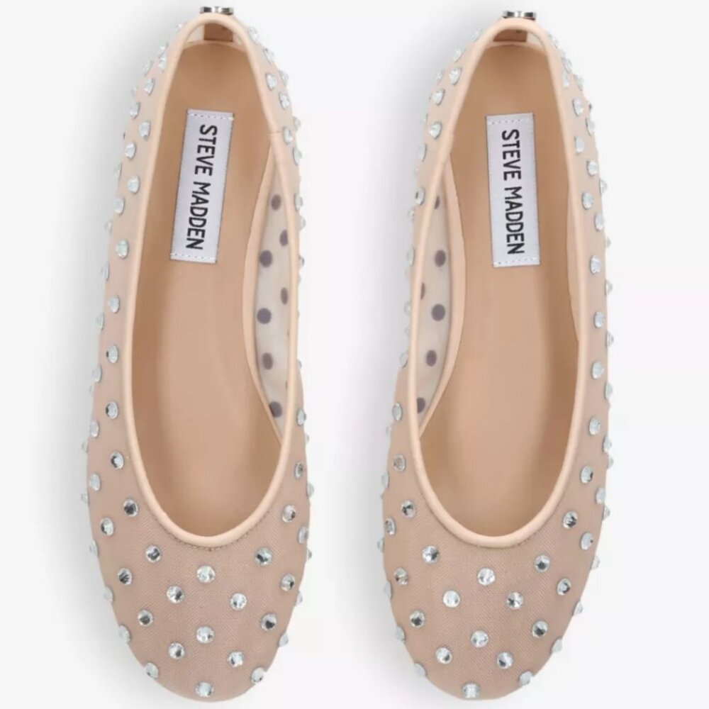 Steve Madden Women's Viv Rhinestone-Embellished Mesh Ballet Flats (9.5)